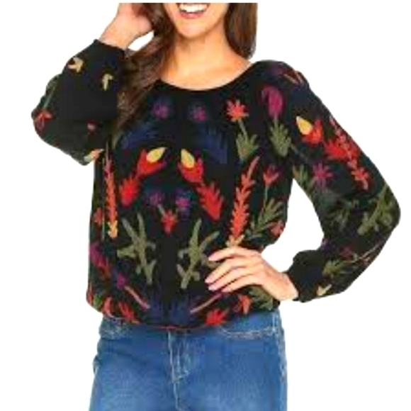 Chelsea & Theodore Rayon Embroidered Blouse Large - Picture 1 of 10